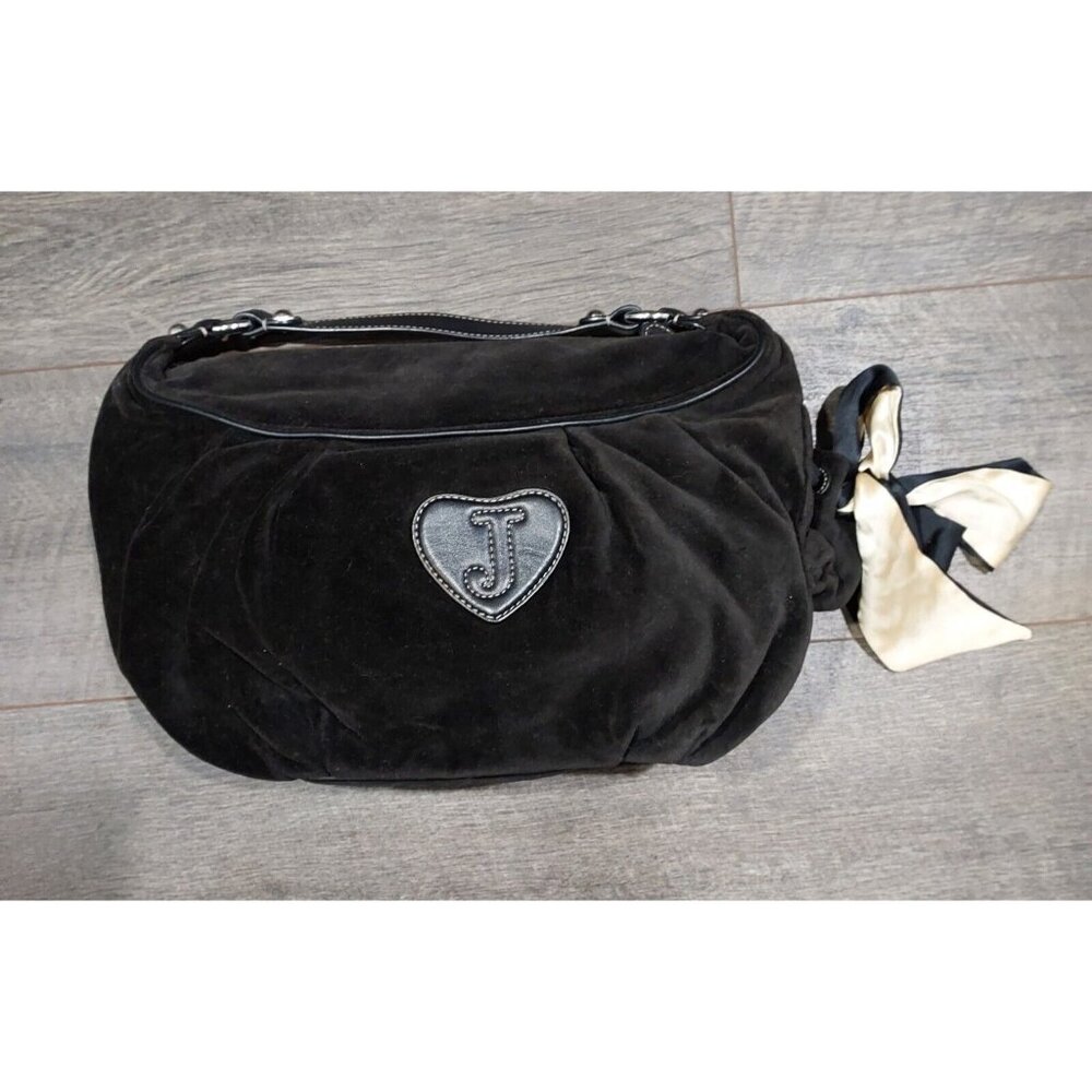 Juicy Couture Bag Y2K Velvet Black 2002 CA16396 (Royal Juicy) Baguette Embrodry - Picture 3 of 14